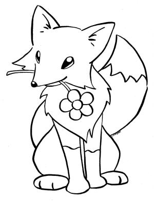 Kitsune boyama sayfası,  coloring page, Çiçek ile Kitsune, 