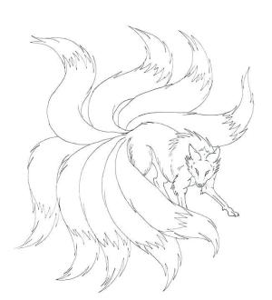 Kitsune boyama sayfası,  coloring page, Hoş Kitsune, 