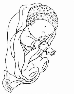 Kız Bebek boyama sayfası,  coloring page, Bebek Kız Uyuyor, 