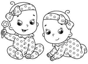 Kız Bebek boyama sayfası,  coloring page, Iki Kız Bebek, 