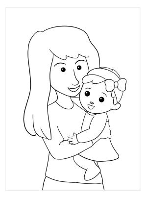 Kız Bebek boyama sayfası,  coloring page, Kız Bebek ve Anne, 