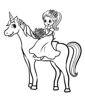 Kız Bebek boyama sayfası,  coloring page, Bebek Kız At Binme, 