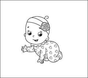 Kız Bebek boyama sayfası,  coloring page, Uzun Bir kız Bebek Funair ile kız Bebek Bebek, 