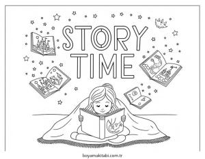 Kız boyama sayfası – çocuk aktivitesi, PDF indir