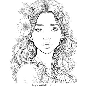 Kız boyama sayfası – boyama çalışması, yaratıcılığı geliştirir