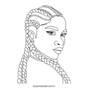 Kız boyama sayfası – basit çizim, kolay boyama