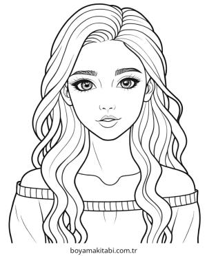 Kız boyama sayfası – okul öncesi, evde etkinlik