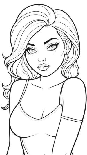 Kız boyama sayfası, Girl coloring page, Kız Stili Boyama Sayfaları, Baddie Girl Style Coloring Pages