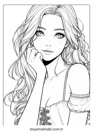 Kız boyama sayfası – evde etkinlik, ücretsiz yazdır