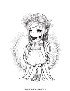 Kız boyama sayfası – boyama etkinliği, çocuk aktivitesi