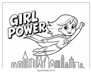 Kız boyama sayfası – eğitici aktivite, yaratıcılık