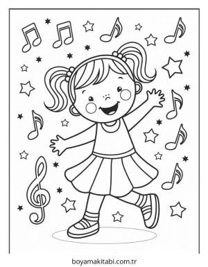 Kız boyama sayfası – eğlenceli etkinlik, el becerilerini geliştirir