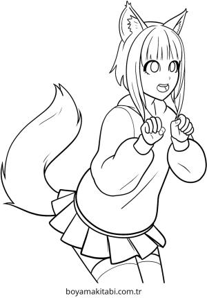 Kız boyama sayfası – sanatsal çalışma, çocuklar için