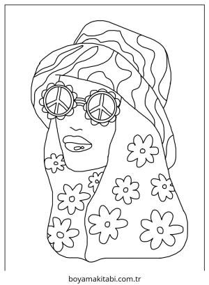Kız boyama sayfası – PDF indir, sevimli karakter