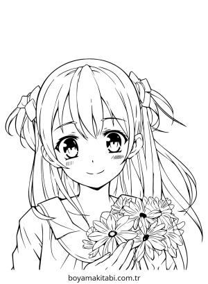 Kız boyama sayfası – sevimli karakter, sanatsal çalışma