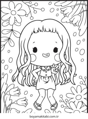 Kız boyama sayfası – çocuk aktivitesi, PDF indir