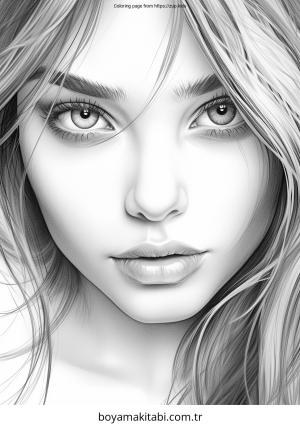 Kız boyama sayfası – sevimli karakter, sanatsal çalışma