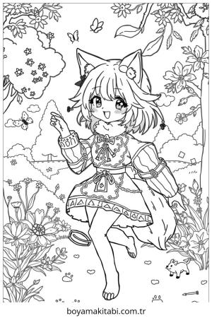 Kız boyama sayfası – çocuklar için, çizgi film temalı