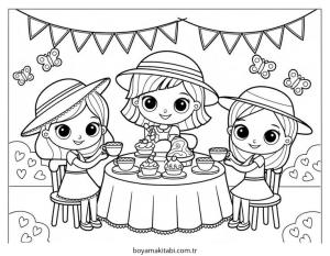 Kız boyama sayfası – PDF indir, sevimli karakter