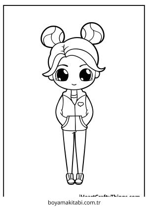 Kız boyama sayfası – okul öncesi, evde etkinlik