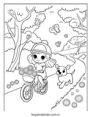 Kız boyama sayfası – keyifli zaman, renkli çizimler
