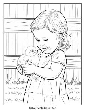 Kız boyama sayfası – okul öncesi, evde etkinlik