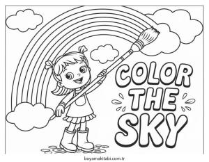 Kız boyama sayfası – kolay boyama, eğitici aktivite