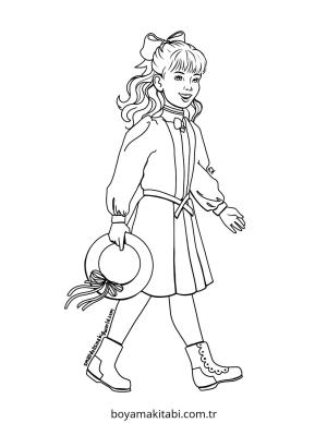 Kız boyama sayfası – renkli çizimler, okul öncesi