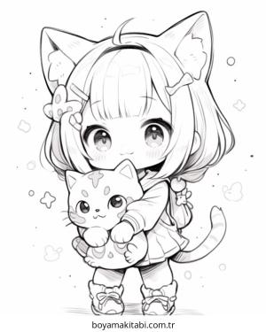 Kız boyama sayfası – okul öncesi, evde etkinlik