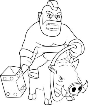 Klan çatışması boyama sayfası,  coloring page, Domuz Binicisi, Binici, Yaban Domuzu, 