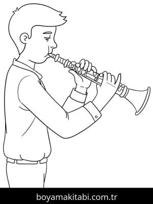 Klarnet boyama sayfası – el becerilerini geliştirir, boyama çalışması