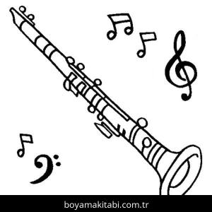 Klarnet boyama sayfası – PDF indir, sevimli karakter