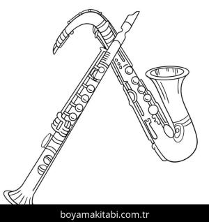 Klarnet boyama sayfası – çocuklar için, çizgi film temalı