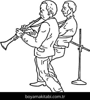 Klarnet boyama sayfası – basit çizim, kolay boyama