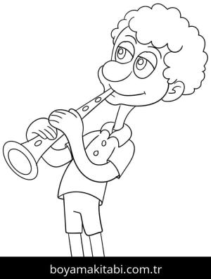 Klarnet boyama sayfası – çocuklar için, çizgi film temalı