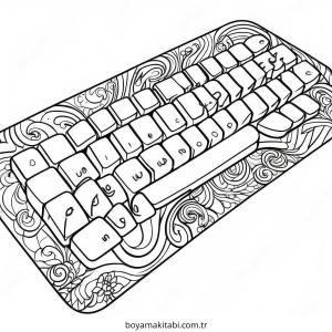 Klavye boyama sayfası – çizgi film temalı, basit çizim