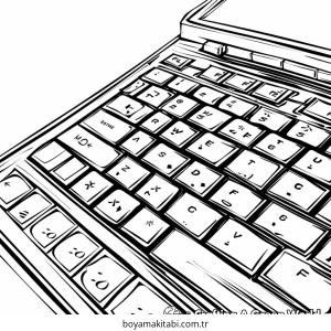 Klavye boyama sayfası – çizgi film temalı, basit çizim
