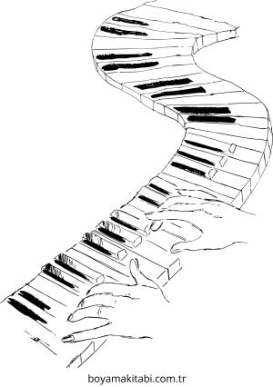 Klavye boyama sayfası – çocuklar için, çizgi film temalı