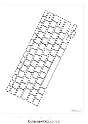 Klavye boyama sayfası – renkli çizimler, okul öncesi