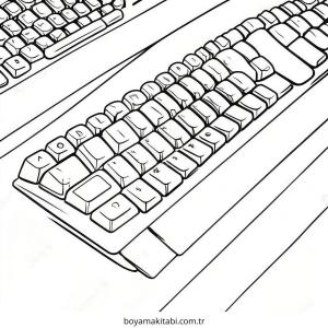 Klavye boyama sayfası – çocuk aktivitesi, PDF indir
