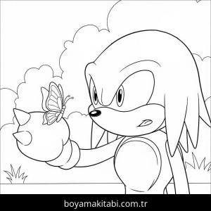 Knuckles boyama sayfası – çizgi film temalı, basit çizim