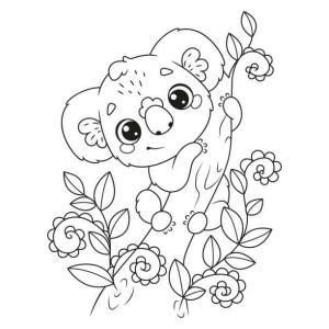 Koala boyama sayfası, Koala coloring page, Koala Tırmanma, 