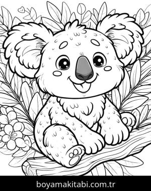 Koala boyama sayfası, Koala coloring page, komik, karikatür, masalsı