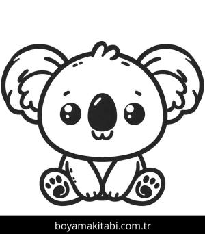 Koala boyama sayfası, Koala coloring page, çerçeveli, şirin, kolay