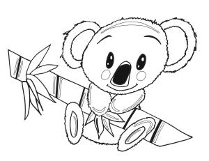 Koala boyama sayfası, Koala coloring page, Avustralya ile Küçük Koala, 