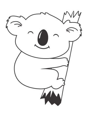 Koala boyama sayfası, Koala coloring page, Planeta Corazón, 