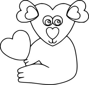 Koala boyama sayfası, Koala coloring page, Koala Kalpli, 