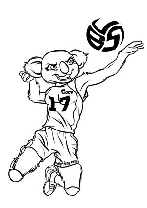 Koala boyama sayfası, Koala coloring page, Voleybolcu Koala, 