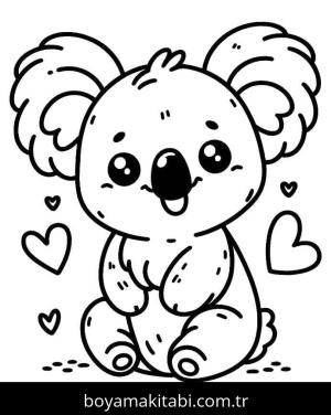 Koala boyama sayfası – çizgi film temalı, basit çizim