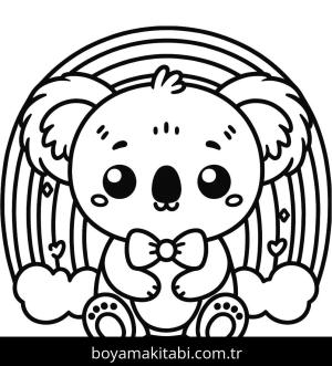 Koala boyama sayfası, Koala coloring page, ince çizgili, tatlı, doğal